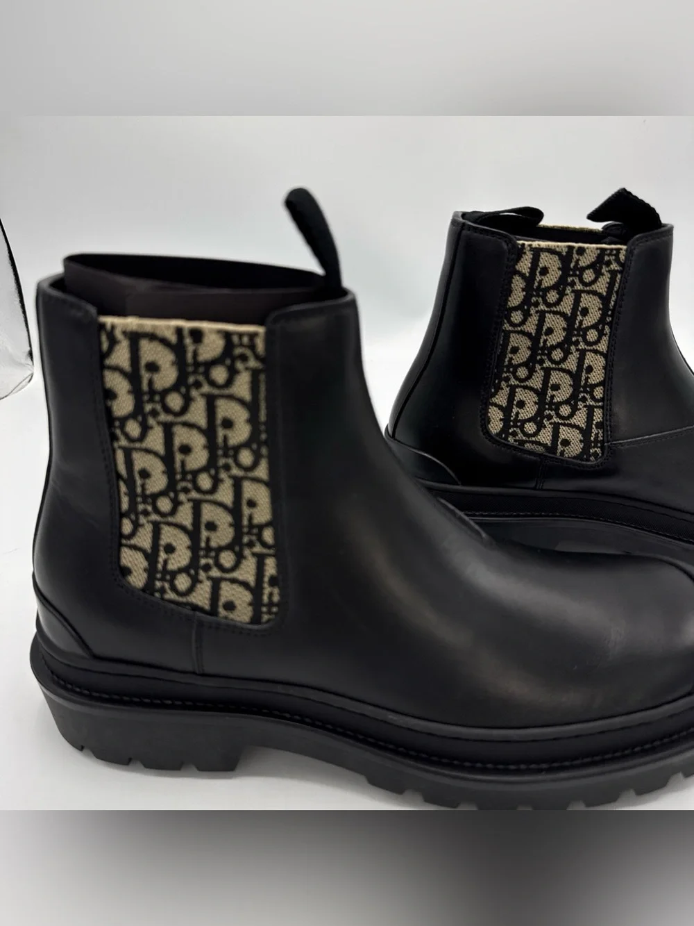 NWB Dior Explorer Chelsea Boot Black Beige Black Dior Oblique Motif SIZE 41
